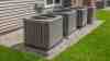 Exterior HVAC heating units in an Atlanta backyard